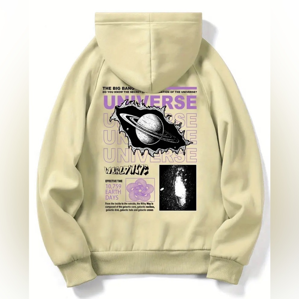 The Big Bang Universe Yellow Graphic Hoodie Sweatshirt L